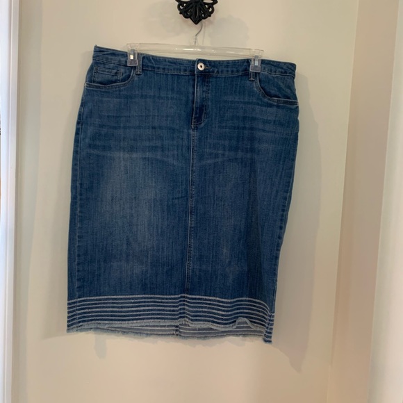 CJ Banks Dresses & Skirts - Denim skirt with stitching detail at the bottoms. Size 20W